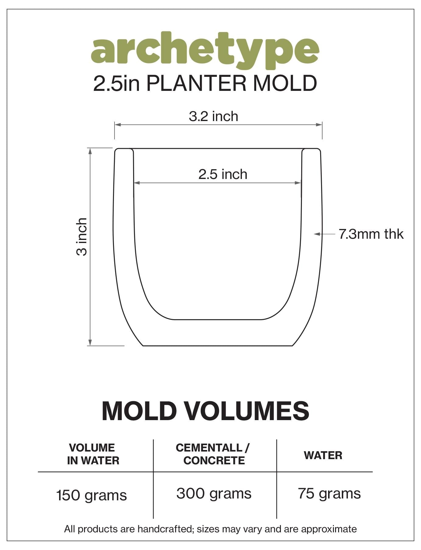 2.5 inch Planter Silicone Mold with Casting Frame
