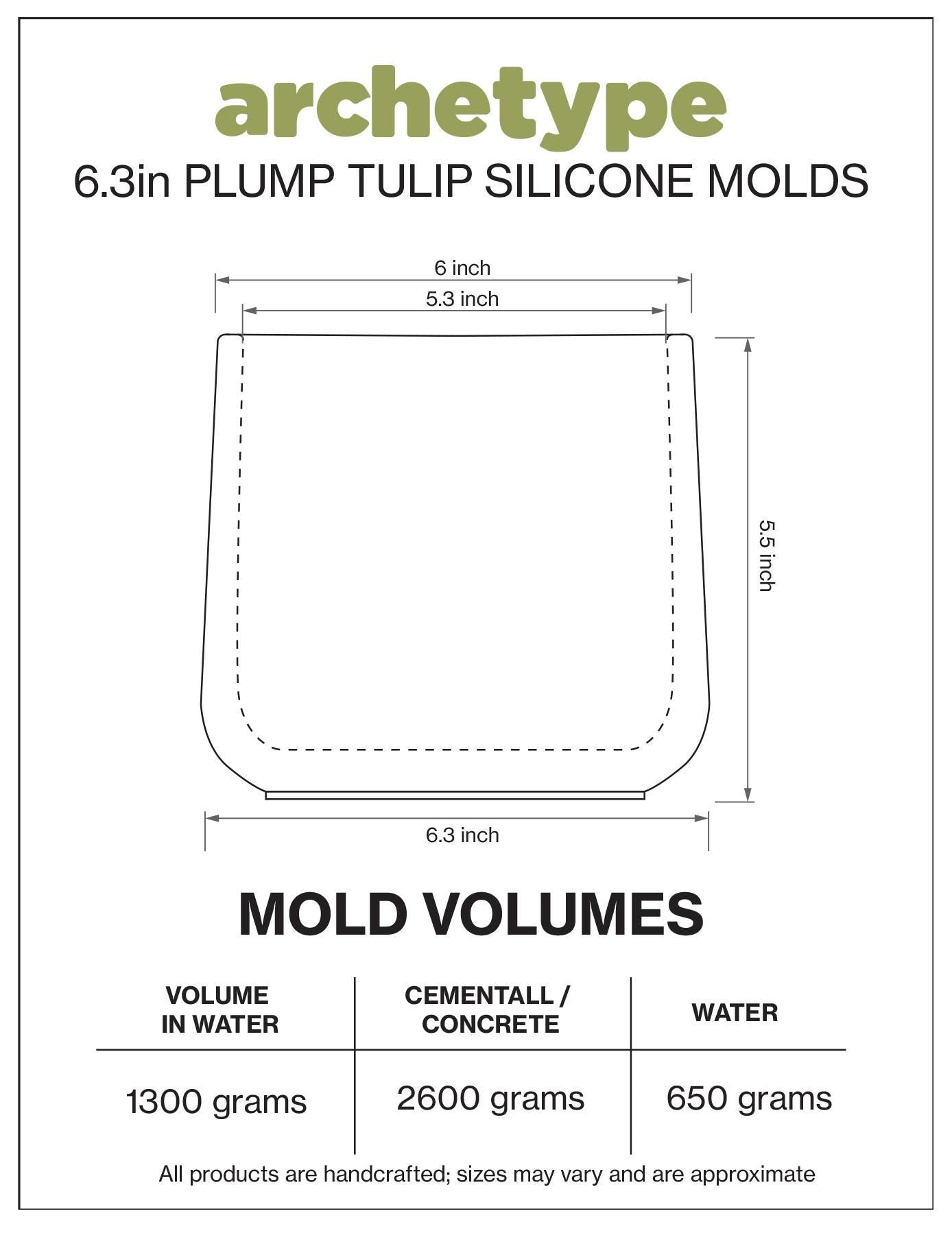 6 inch Plump Tulip Planter Silicone Mold with Casting Frame