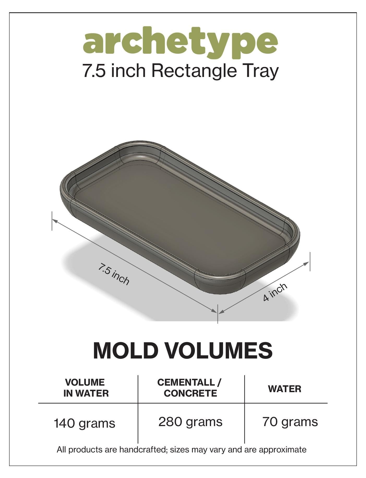 7 inch Rectangle Tray Silicone Molds For Resin, Concrete & Plaster