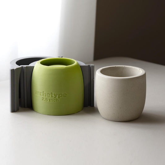 2.5 inch Planter Silicone Mold with Casting Frame
