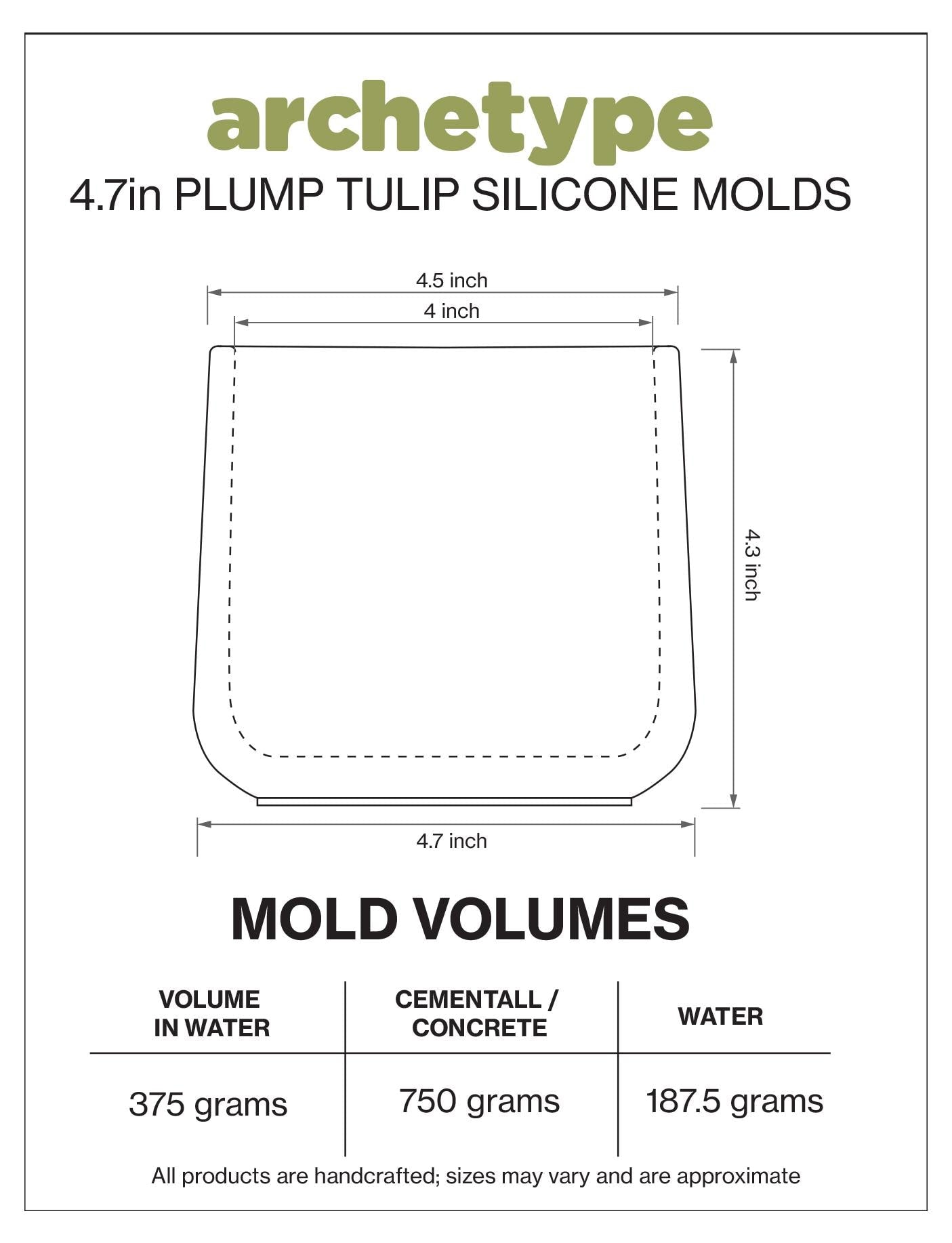 5 inch Plump Tulip Planter Silicone Mold with Casting Frame