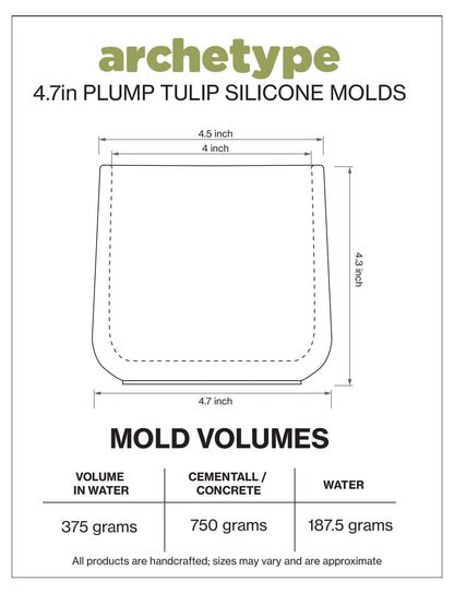 5 inch Plump Tulip Planter Silicone Mold with Casting Frame