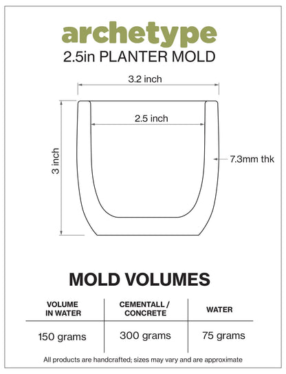 2.5 inch Planter Silicone Mold with Casting Frame