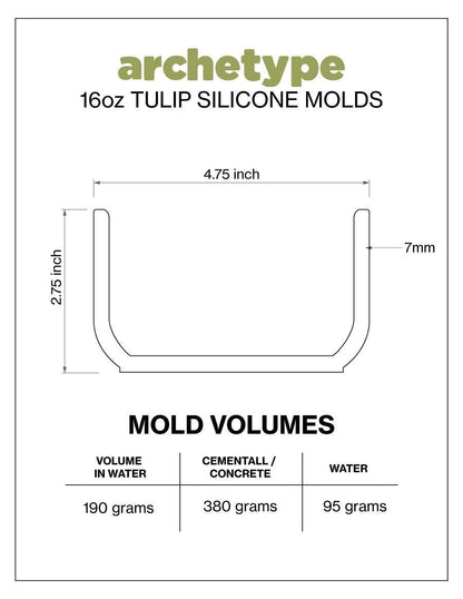 16oz Tulip Candle Jar Silicone Mold with Casting Frame