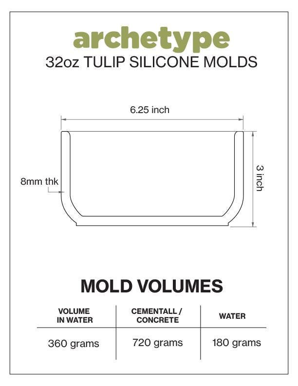 32oz Tulip Candle Jar Silicone Mold with Casting Frame