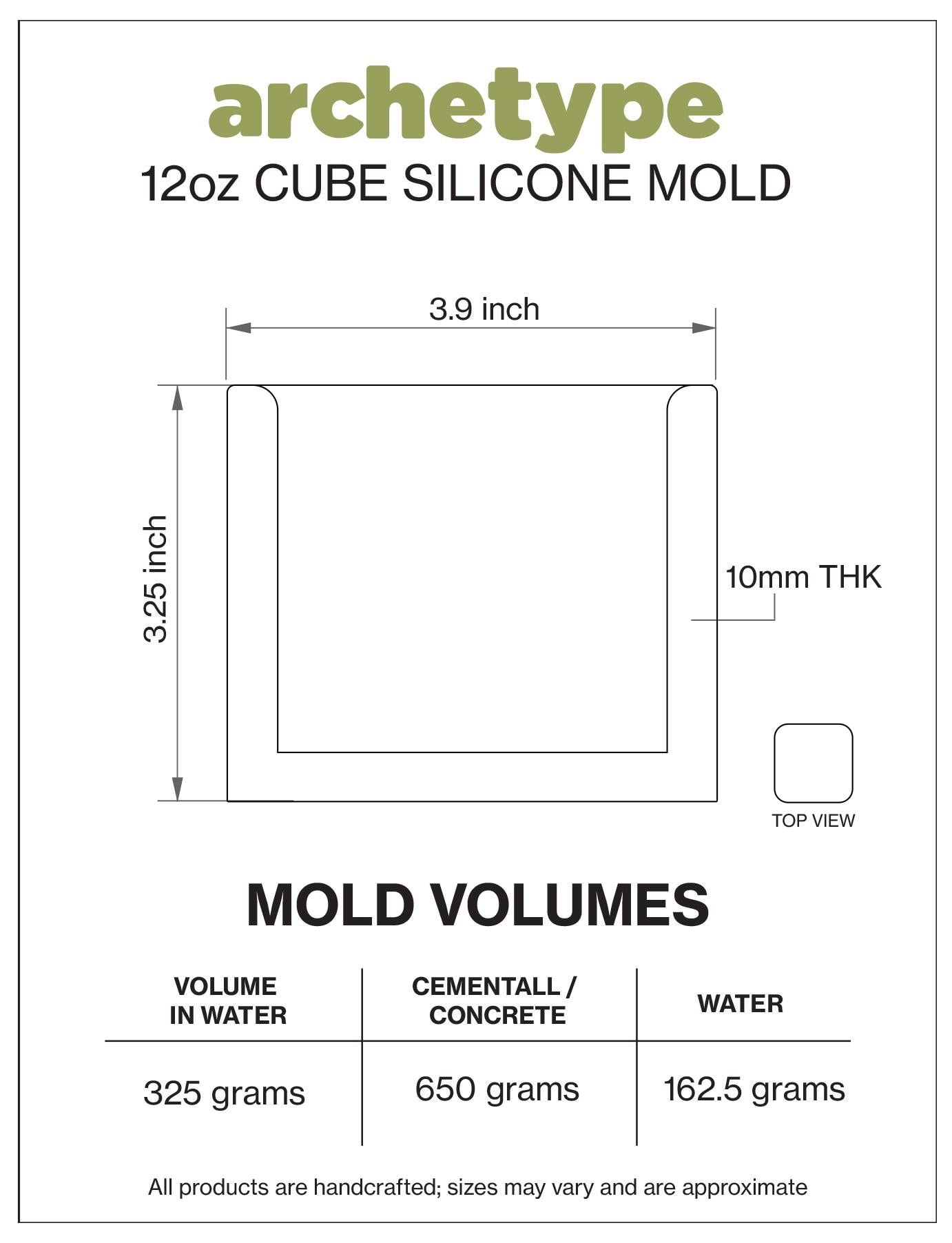 12oz Cube Candle Jar Silicone Mold with Casting Frame