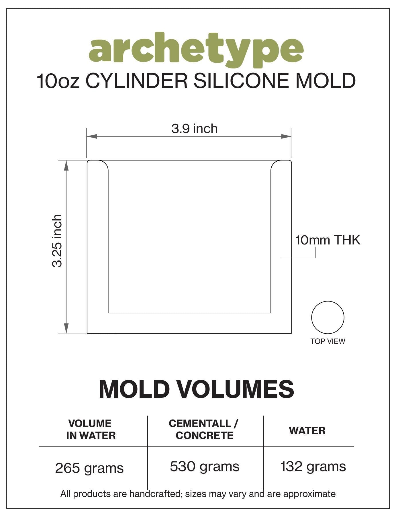 10oz Cylinder Candle Jar Silicone Mold with Casting Frame