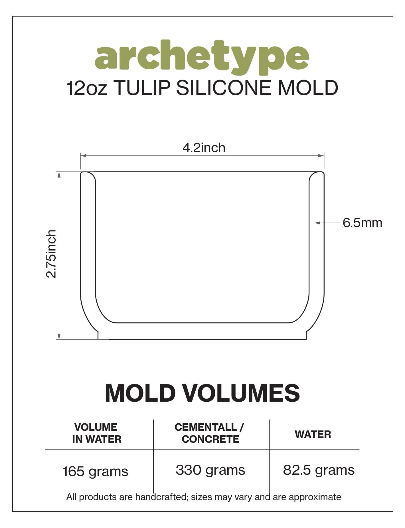 12oz Tulip Candle Jar Silicone Mold with Casting Frame