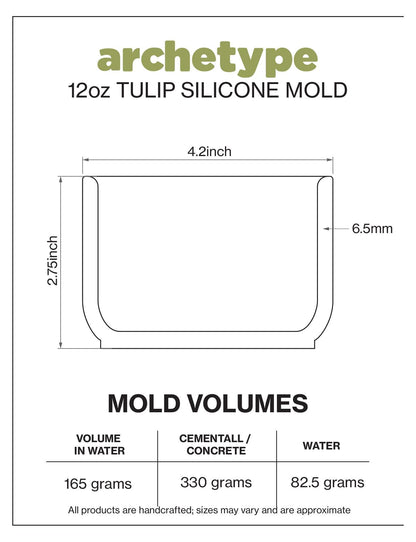 12oz Tulip Candle Jar Silicone Mold with Casting Frame
